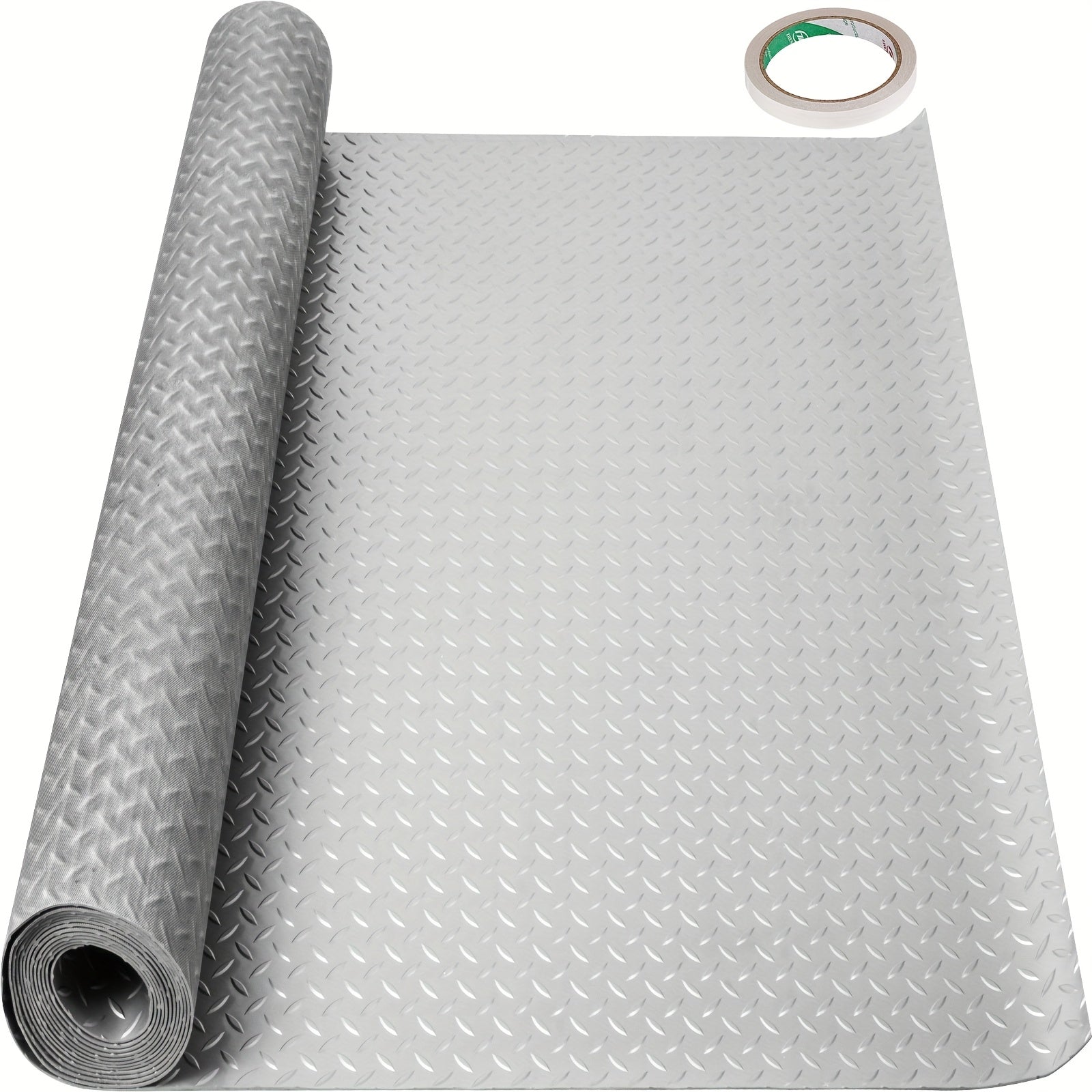 TEMU Happybuy Garage Floor Mat, 157.48 X 59.05 Inch Pvc Garage Flooring Roll, Non-slip Diamond Texture, 64.58 , Garage Mats For Cars, Gyms, Trailers,