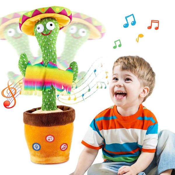 Plush Dolls Dancing Talking Cactus Singing Talking Recording Mimic Repeating What You Say Toy Electronic Light Up Plush Give for Kids Gifts