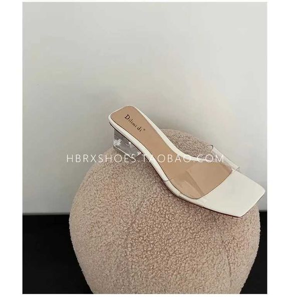 Dress Shoes Sandals Womens Pump Slide Plus Size 42 Square Toe Summer High Heels 2024 Indoor H240527 11Q3