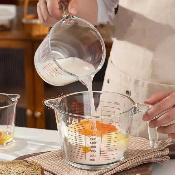 500ml-1000ml transparent measuring cup with scale kitchen accessories microwave safe used for baking-desserts-milk X240920
