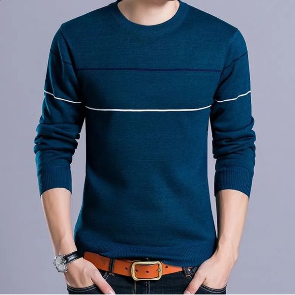 Trend Fashion Sping Autumn Men Clothing Oneck Listrado Simplicidade