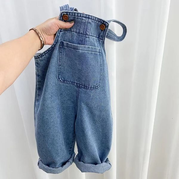 Baby Boy Solid Denim Overalls Child Jean Bib Pants Infant Jumpsuit 15Y Childrens Clothing Kids Autumn Girls Outfits 250117