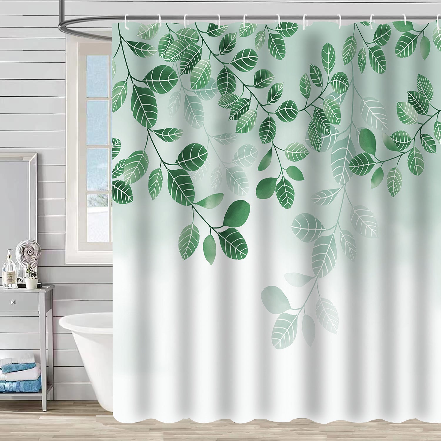 YL-37166 digital shower curtain cross-border plant flower waterproof polyester bathroom four-piece set dry and wet separation moisture-proof