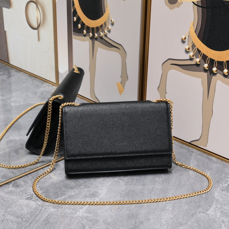 Genuine Leather Chain Shoulder Bag In Grain De Poudre Black For Women Shoulder Bag Crossbody NoChngsfu1713