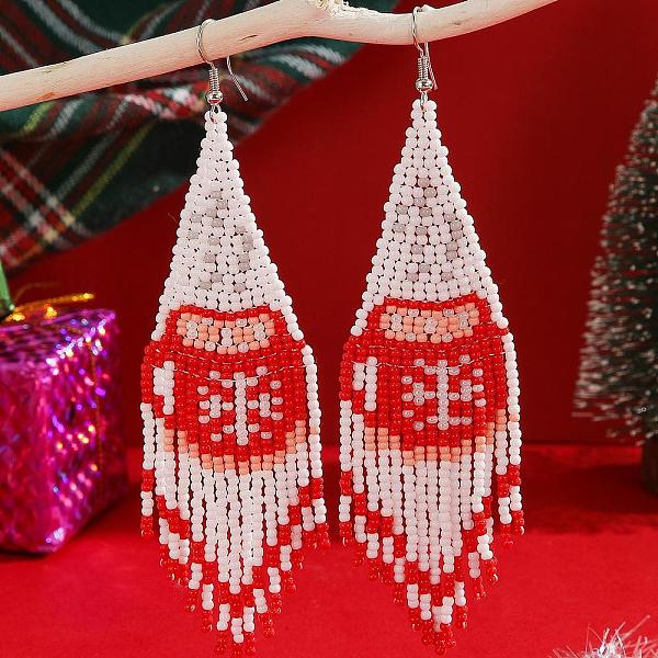 Boucles d'oreilles pendantes à pampilles avec motif flocon de neige de Noël