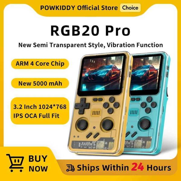 POWKIDDY RGB20PRO Retro Handheld Gaming Console 3.2-inch IPS Sn Built-in WiFi 2.4G + etooth Linux System Cheap Kids GiftsXJ250211