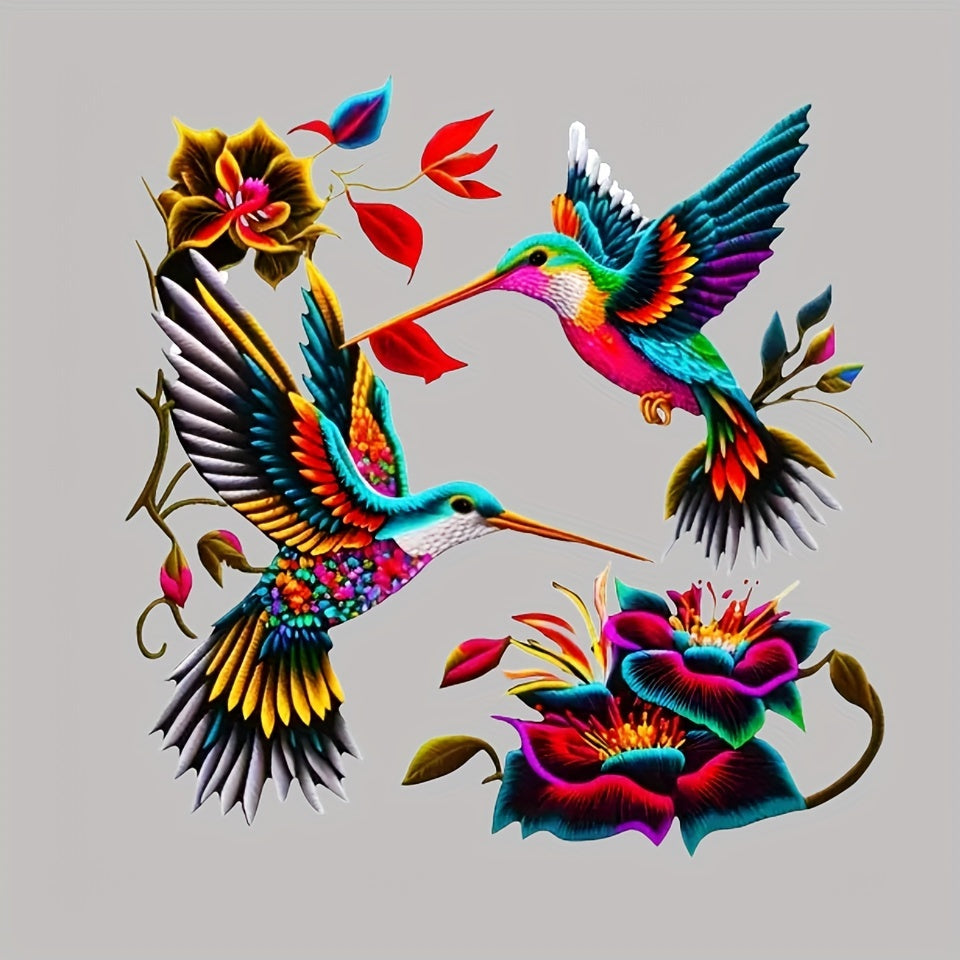 TEMU Hummingbird Embroidery Iron-on Patch, Washable Heat Transfer Decal, Diy For T-shirts, Sweatshirts, Jeans, Hoodies, Backpacks, Handbags, Pillows,