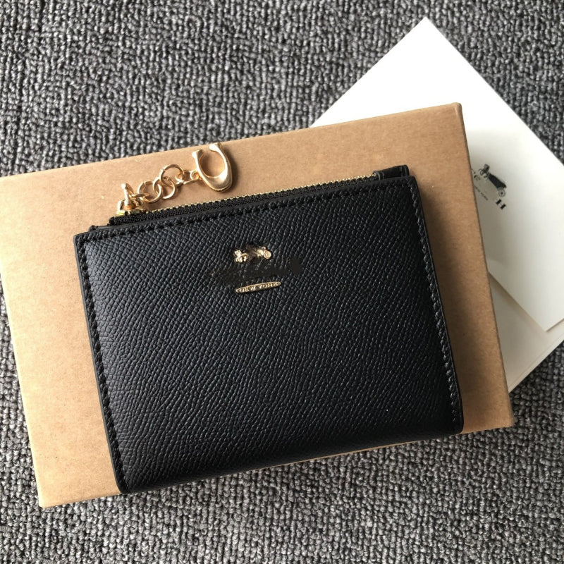 Ladies Brand Wallets Printed Logo Zipper Wallets Genuine Leather Card Holders Certificate Bag Gift Box