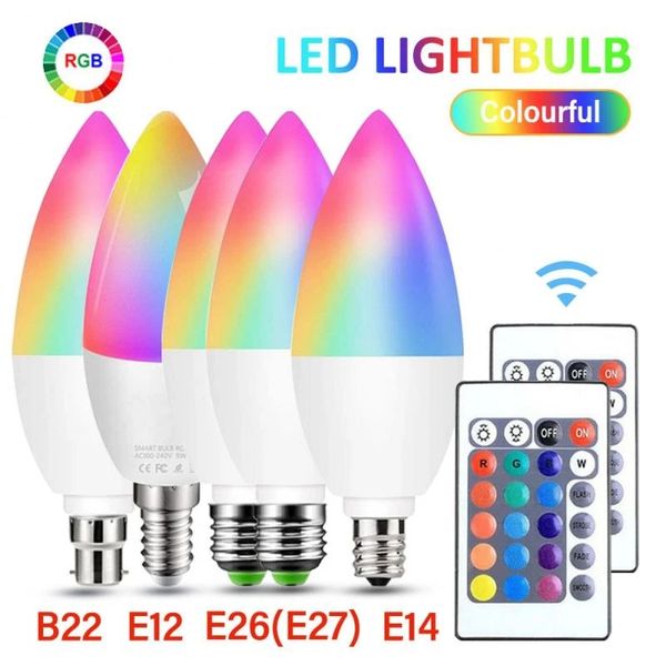 E14-E122-B22 LED Bulb Smart Indoor Neon Sign RGB Light Bulbs Remote Dimmable Tape Lamp Home Lighting