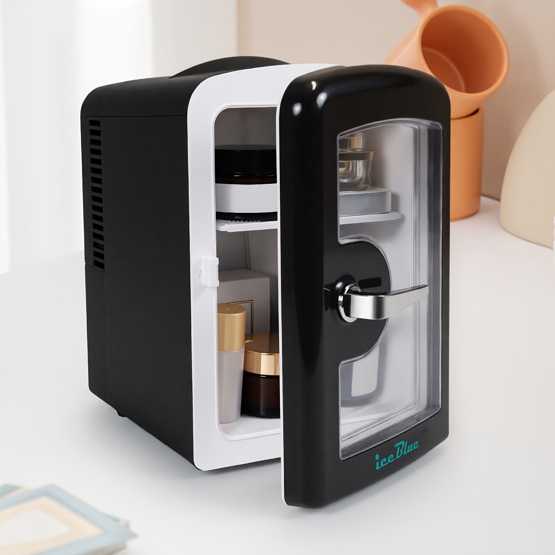 TEMU 4-liter Portable Mini Refrigerator Freezer, 6 12-ounce Cans Compact Refrigerators, White