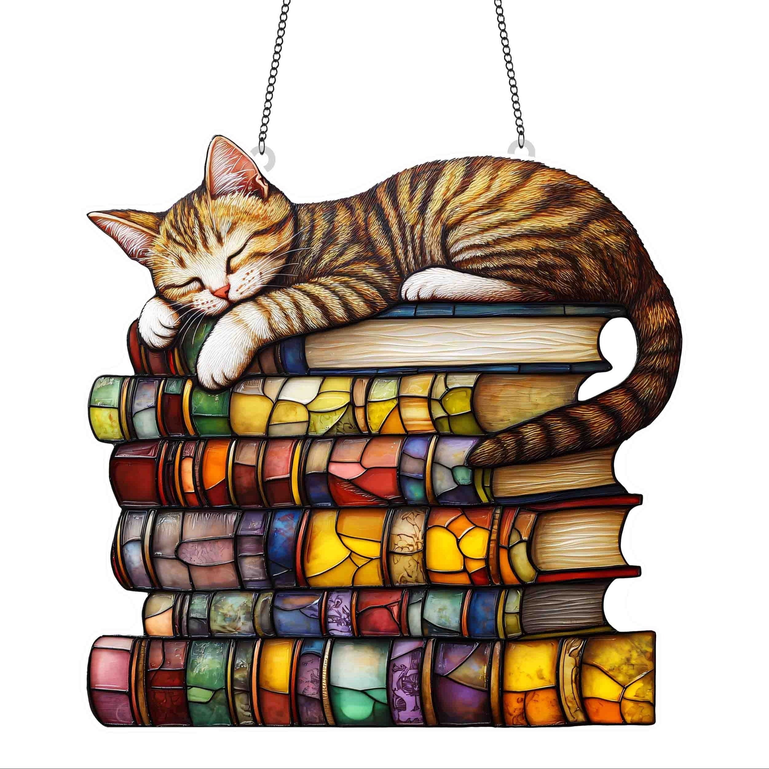 TEMU [2d Flat] Tiger And Book Sun - 5.9" X 5.9" Acrylic Wall Decor, Perfect Gift For Book Lovers, Women, And Cat Enthusiasts - For Home, Room, And