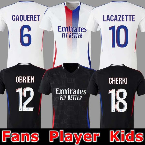 24 25 Maillot de foot DEMBELE Soccer Jersey CAQUERET OL AOUAR BARCOLA CASTELLO JR Fans Player football shirts man lyon kids kits 2024 2025 T