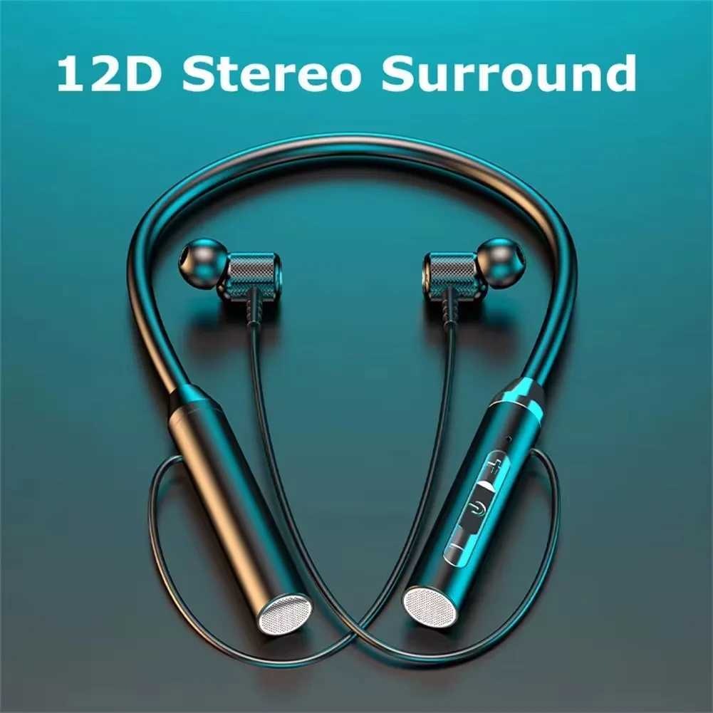 New Arrival Wireless BT Earphones Neckband Headphones Gaming Stereo Sports Headset Halter Waterproof Magnetic Earbud with LED Display O250617