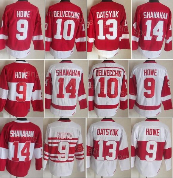Retro Hockey Vintage 14 Brendan Shanahan Jersey CCM 9 Gordie Howe 10 Alex Delvecchio 13 Pavel Datsyuk 24 Chris Chelios Stitched Classic Reti