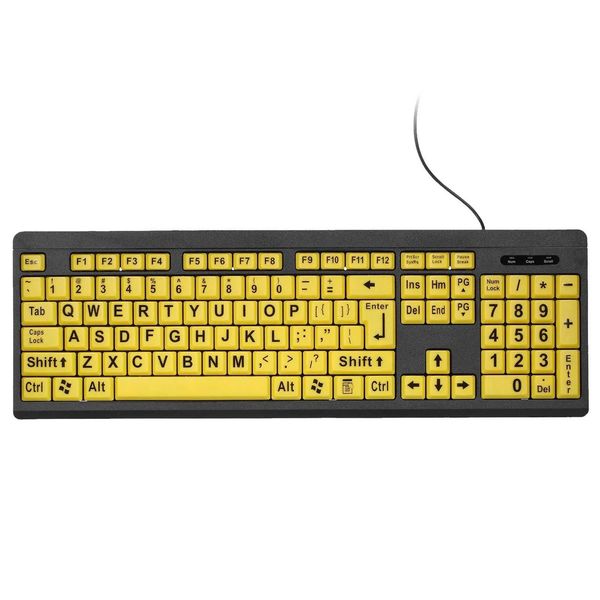 Wired Keyboard USB Large Print Computer Keyboard for Low Vision Users High Contrast 104 Keys Letters for Old MenLX241031