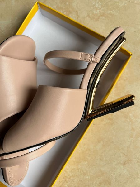 Wedges Slippers Sandals famous designers woman shoes EUR43 Genuine Leather Moccasins 9cm high Heeled sandal Metal Abnormal Heels womens slip