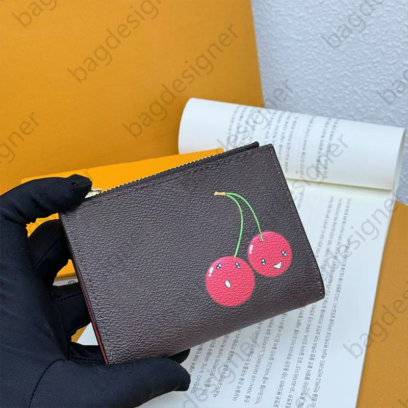 Cherry luxury bag makeup bag cosmetic bag designer wallet women men wallet designer vanity bag card holders cherry denim purse cardholder makeup cos