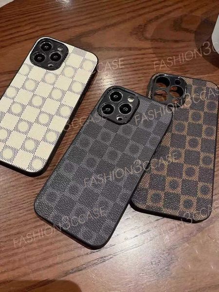 designer Phone Cases For iPhone 16 15 plus 14 13 12 11 Pro max Trendy plaid design suitable case new leather pattern all inclusive high-end