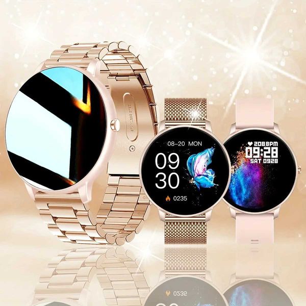 Smart Watch Round Smarthwhatch For Women Female Custom Watch Face BT Mens Watch Sport Fitness Tracker Android IOS T241213