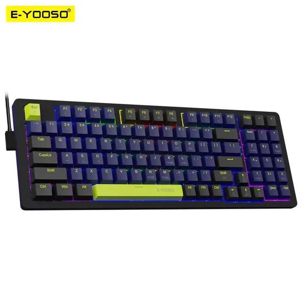 Keyboards E-YOOSO Z94 USB Mechanical Gaming Keyboard Wired Monochrome LED Backlit Blue Red Switch 94 Key for Compute Laptop PC Y240615OBKB