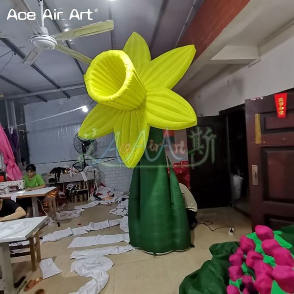 Wholesale 3mH Inflatable Yellow Flowers Replica Plants Model with Blower for Events Decoration and Exhibition 0013