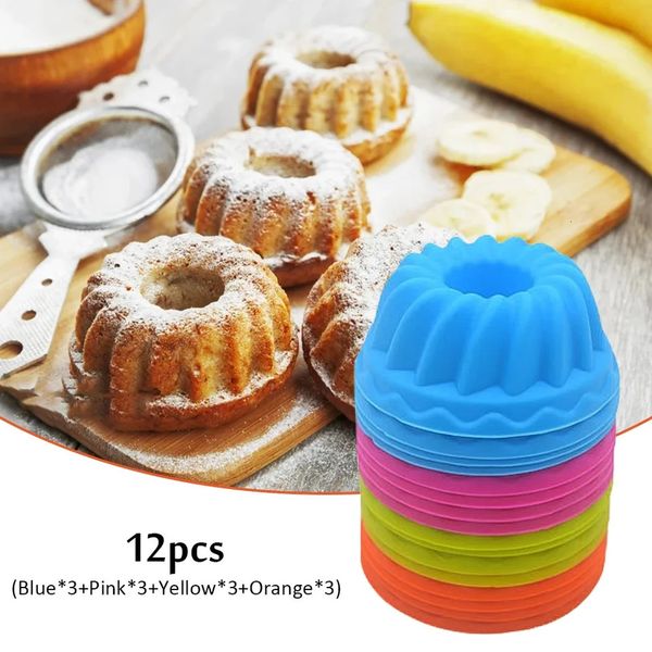 12 PiecesSet Of Silicone Cake Mold Round Muffin Cup Baking Kitchen Cooking Bakeware Making Diy Decoration Tool 250109