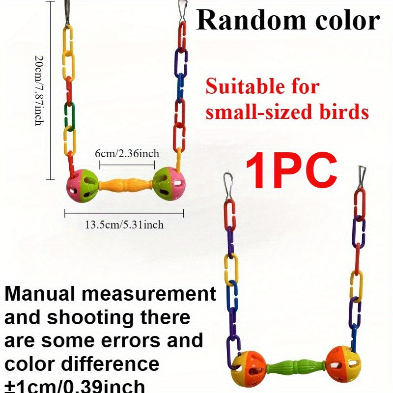 TEMU 1- 2pcs Colorful Bell Swing For Parrots, Durable Plastic Swing With Bell Sounds, Fun Boredom Relief Toy, Interactive Small , Hanging Cage
