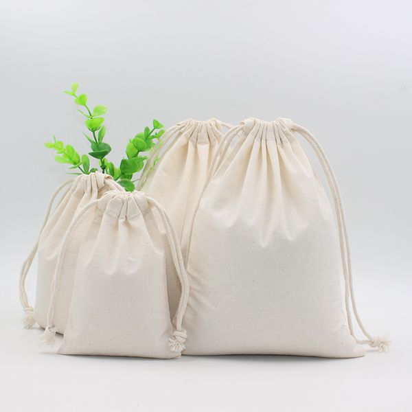 Grand Quality Cotton Small Drawstring Pouch Home Large Capacity Storage Bags Big Size Food Bread Portable Sacks 001