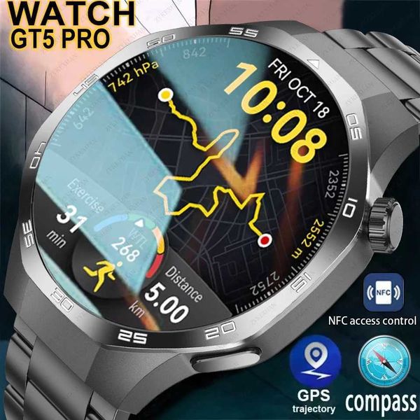 2024 New GPS Smart Watch for Men GT5PRO 360 * 360 HD Sn rate IP68 Waterproof Blood Oxygen Smart Watch BT Call NFC Watch 5 Pro Y241114