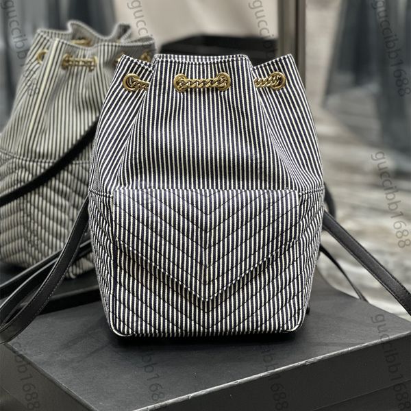 10A Mirror Quality Designer Joe Chervon Quilted Backpack Womens Drawstring Denim Purse Real Leather Black Lambskin Double Shouder Strap Bag