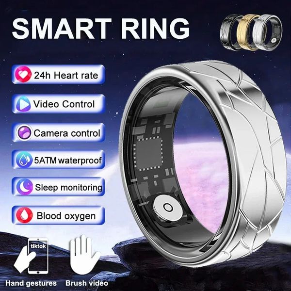 Smart Ring Womens Control Health Tracker Heart Rate and Blood Oxygen Monitor 5ATM Waterproof Mens Sports Ring Sleep Fitness 241205