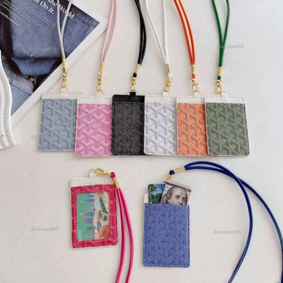 Badge Designers Lanyards for Name Tags Work card key ring Keychain Fashion Women Men Credit Card Holder Coin Purse Ring wallet 8 Colors