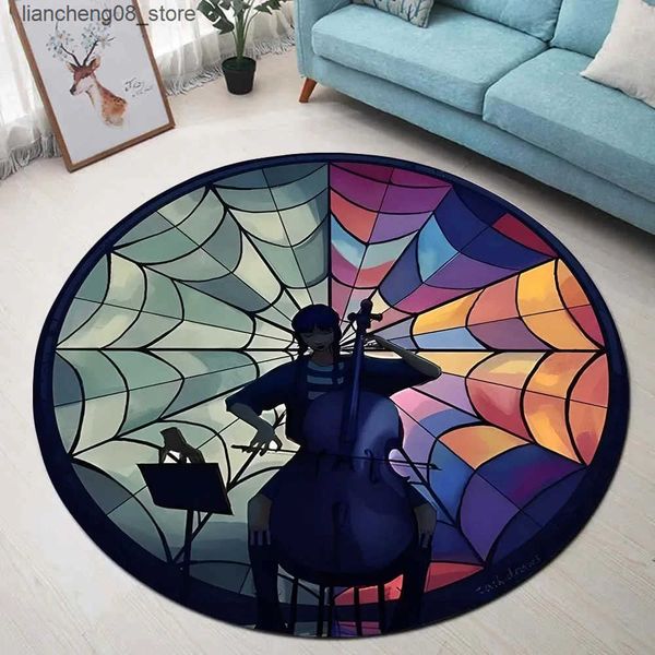 Carpets Addams Family Halloween Rug Round Mat Circle Carpet Bath Mat Home Decoration Rug for Kitchen Carpets for Living Room L240910
