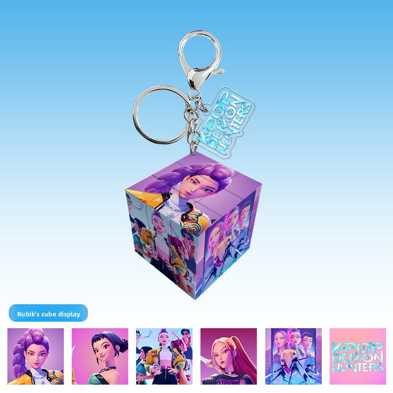 Kpop Demon Hunters Rubiks Cube Keychain Personzed handsome customized Rubiks Cube 3x3x3 adult and childrens puzzle toys
