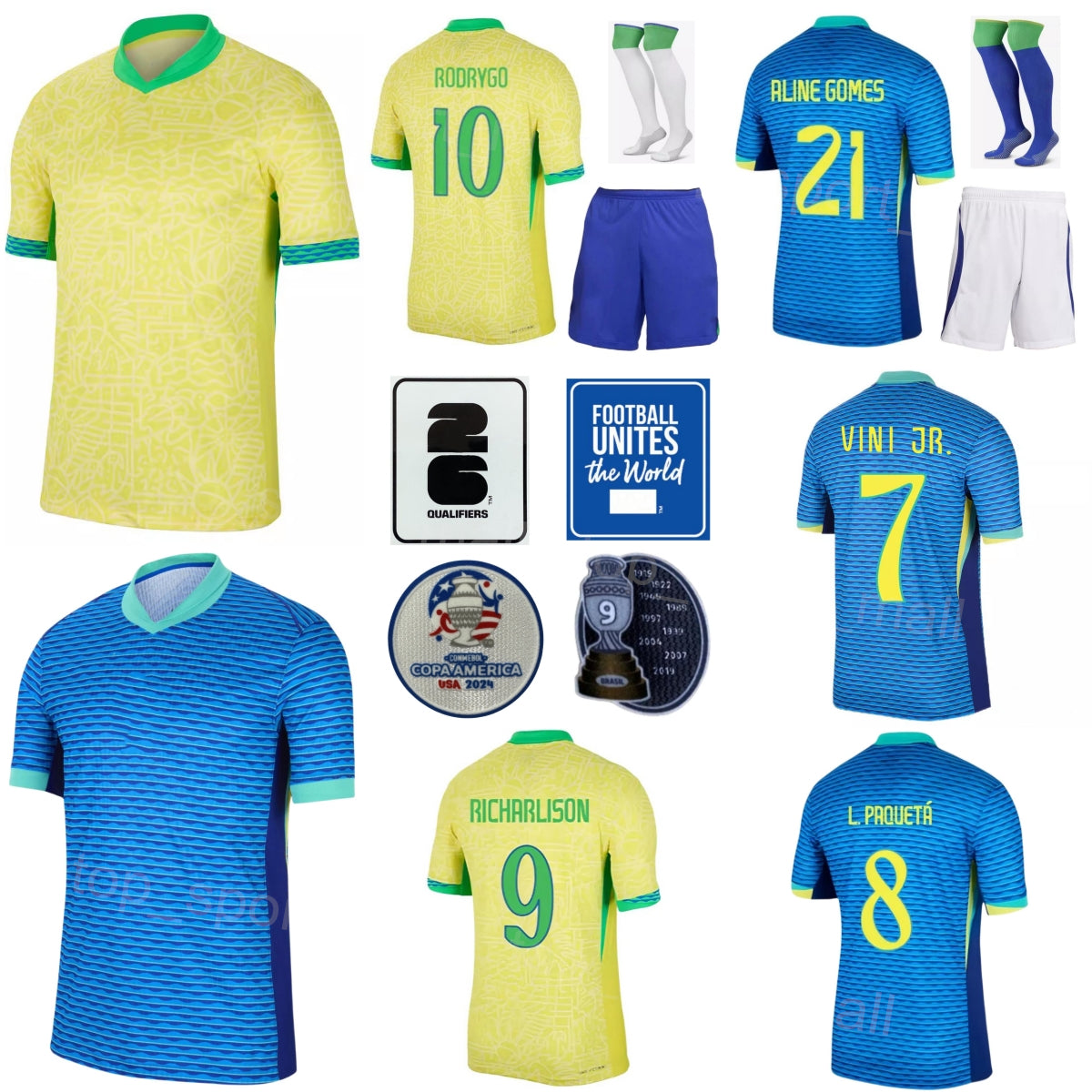 Man Youth 24 25 Copa America Brasil Soccer Jersey National Team 2 DANILO 10 NEYMAR JR 13 DANI ALVES 9 JESUS 18 ANTONY ALISSON JOAO GOMES RAPHINHA Fo