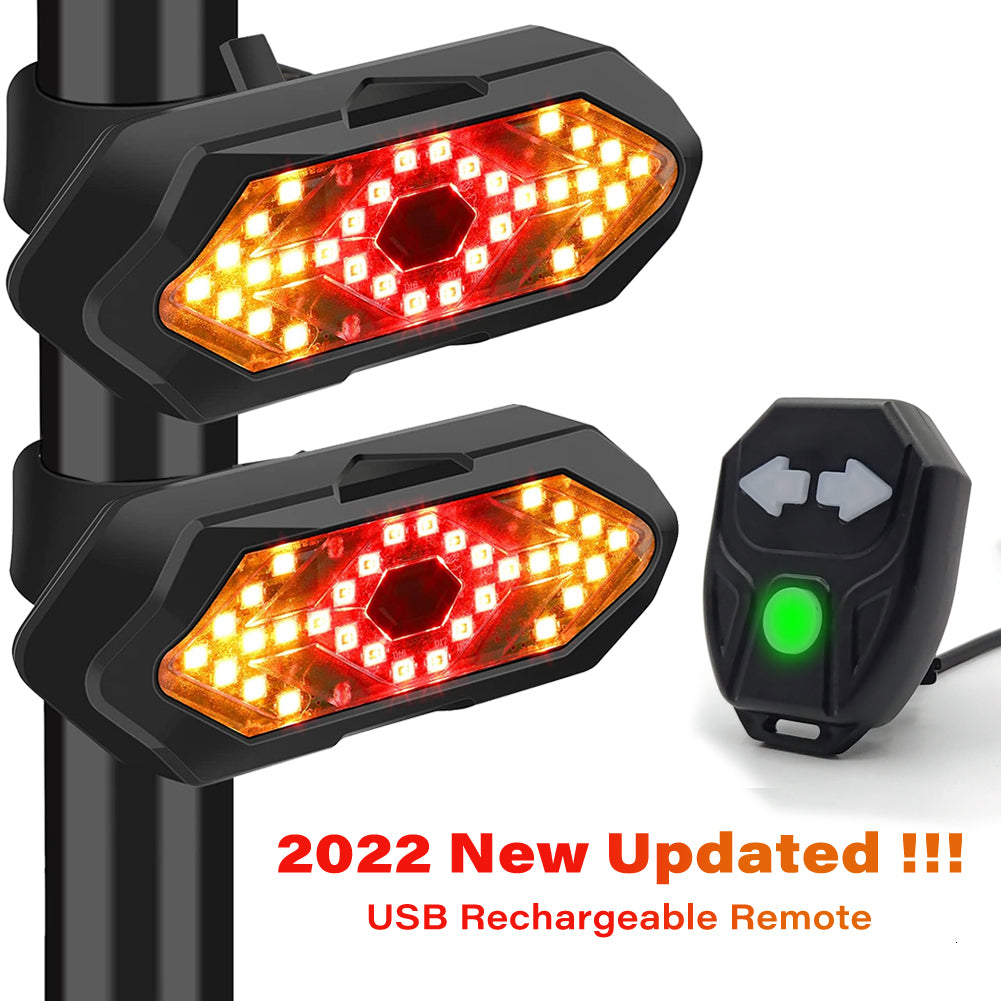 Bike Lights Bicycle Turn Signal Light Wireless Remote Control USB Rechargeable Front Rear Tail for Bicycles Scooters MTB Road 230830