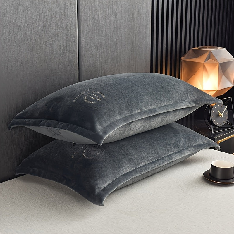 TEMU 1pc Luxurious Embroidered Milk Velvet Pillowcase - Soft, Skin-friendly & Decor, Machine Washable - No Insert Included