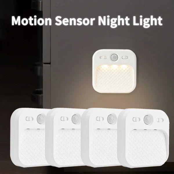 4 pacotes de sensores de movimento luzes noturnas recarregáveis ímãs de ímãs Night Luzes de quarto de escada do quarto Halloween Kitchen L