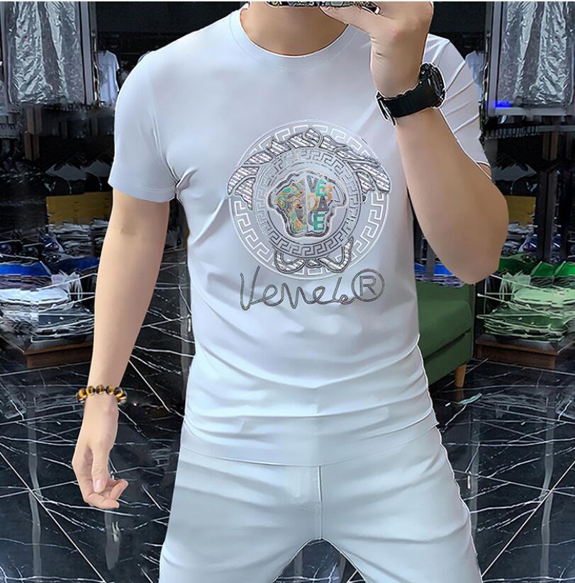 Luxury Mens Designer Men&#039;s short sleeved T-shirt, European goods, heavy craftsmanship, laser sequins, fashionable men&#039;s clothing, half sle