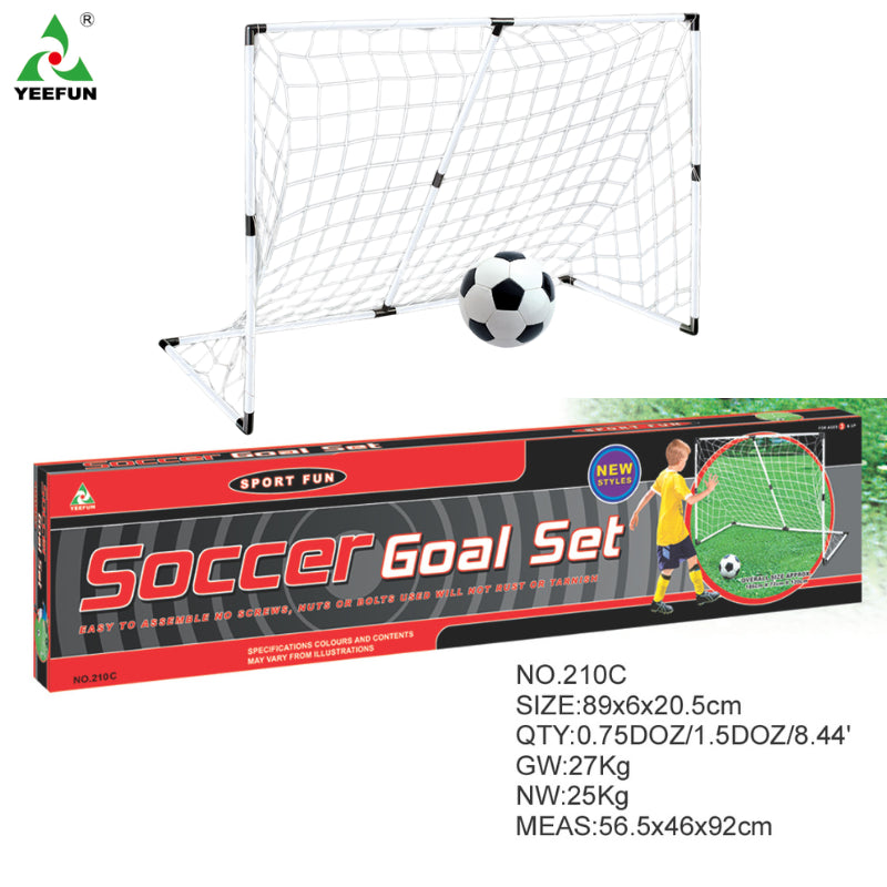 Children Football Goal Set for Backyard Garden Beach, Foldable Soccer Net with 1 Balls, PP Frame Outdoor Sports Games Toys Gift for Boys
