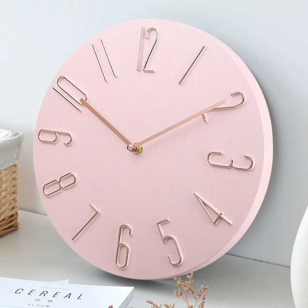 Wall Clocks Wall clock living room household hanging fashion clock light modern simple creative hanging wall ultra-quiet minimalist H250116