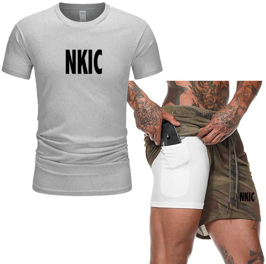 2023 Summer New Men Shorts Sets Short Sleeve T Shirt Shorts Print Male Tracksuit Set Men&#039;s Brand Clothing 2 Pieces Sets Brand LOGO Print