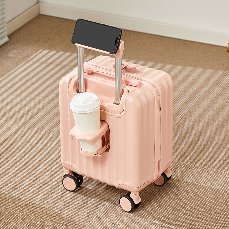 TEMU Suitcase 14-inch Carry-on Abs Trolley With Mobile Phone Holder And Cup Holder, Fashionable Luggage In 6 For Wholesale
