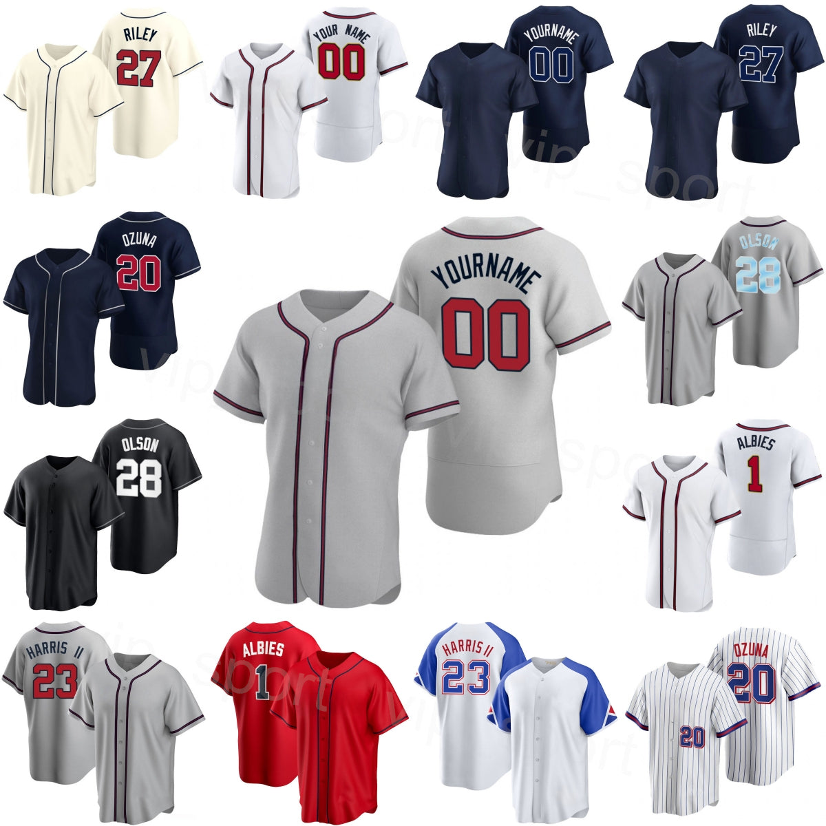 Team Baseball 1 Ozzie Albies Jerseys Men Women Kids 23 Michael Harris II 28 Matt Olson 20 Marcell Ozuna 2 Nick Allen 27 Austin Riley Sport 25-26 Cit