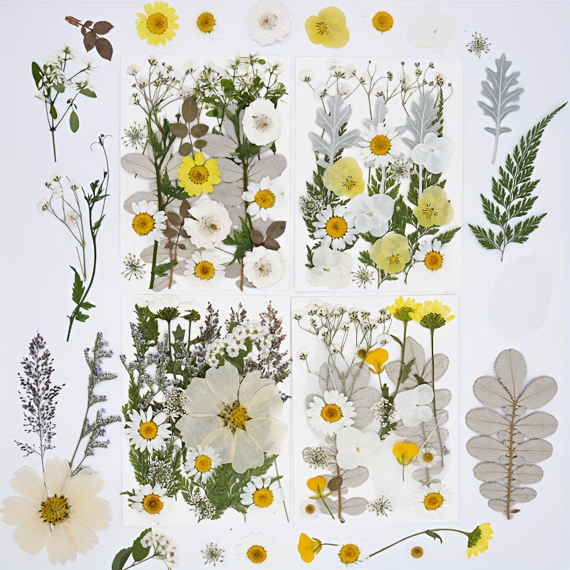 TEMU 88pcs Dried Flowers And Leaves Set - Nature-inspired Decoration Kit For Diy Crafts, Resin Jewelry, Scrapbooking And More