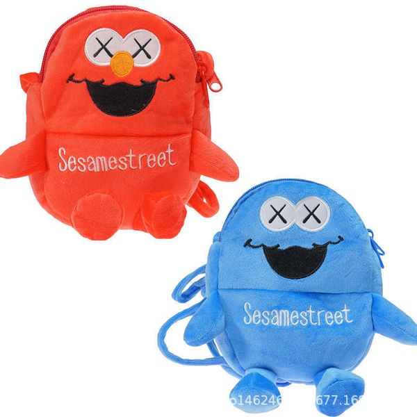 Sesame Street XX eye amo Cookie Monster Plush mobile phone wallet bag childrens out small Satchel 70% off factory store sale