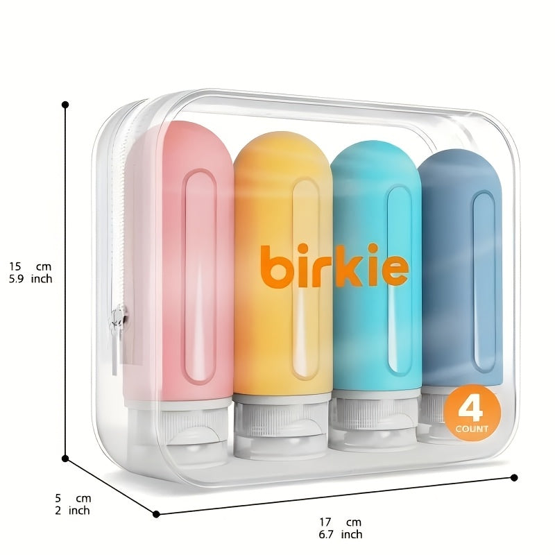 TEMU 4-pack 3oz Travel Bottles Set For Travel - Squeezable Silicone Bottles, Travel Essentials For Shampoo Conditioner Lotion Face Cream, Toiletries