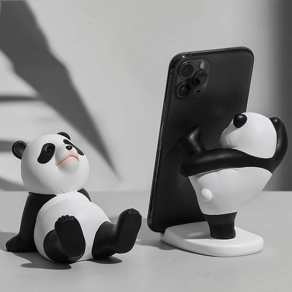 Cute Creative Panda Figurines Interior Universal Cell Mobile Phone Stand Holder Home Office Desk Decoration Holders 250107