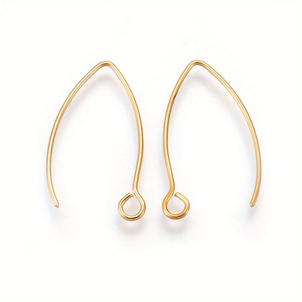 TEMU 10pcs Elegant Rose Golden 304 Stainless Steel Earring Hooks With Horizontal Loop, 25.5x15x0.8mm - Crafting, Charms For Jewelry Making
