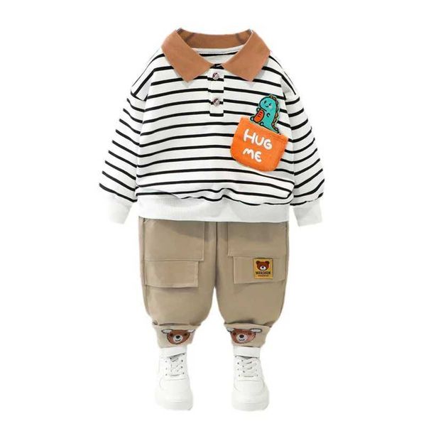 New Spring Autumn Baby Girl Rous Clothing Crianças calças de camiseta listradas 2pcsset Toddler Casual Casual Kids Tracksuitsxj241216
